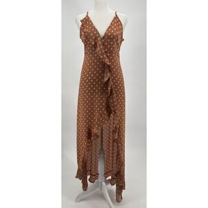 DRESS FORUM Women's Maxi Dress Polka Dot Ruffles Sheer Wedding Beach Resort Sz M